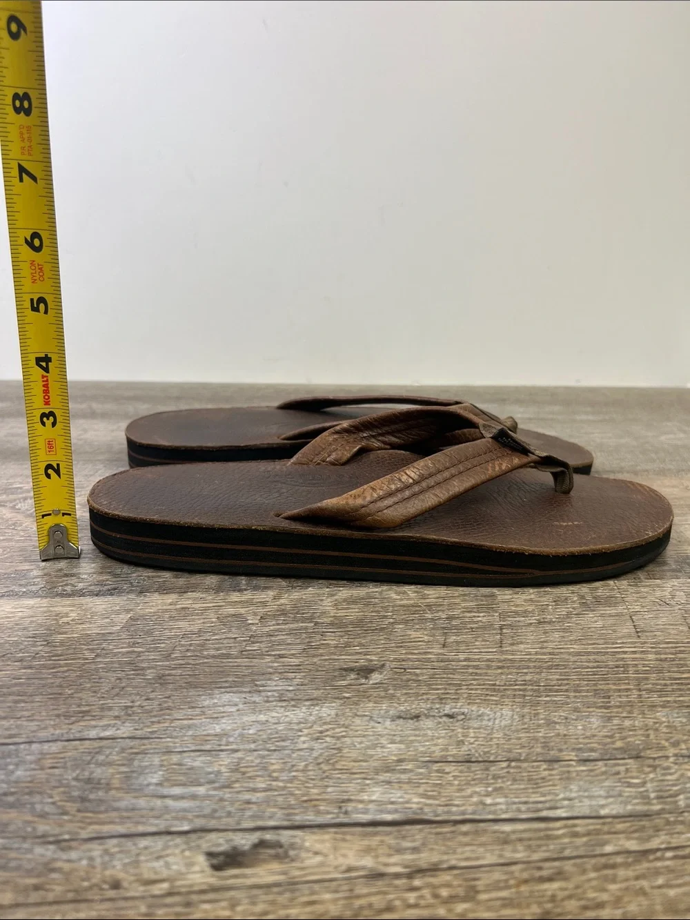 Rainbow “The Original” Brown Leather Flip Flop Sandals Men’s 10.5-11 Estimated